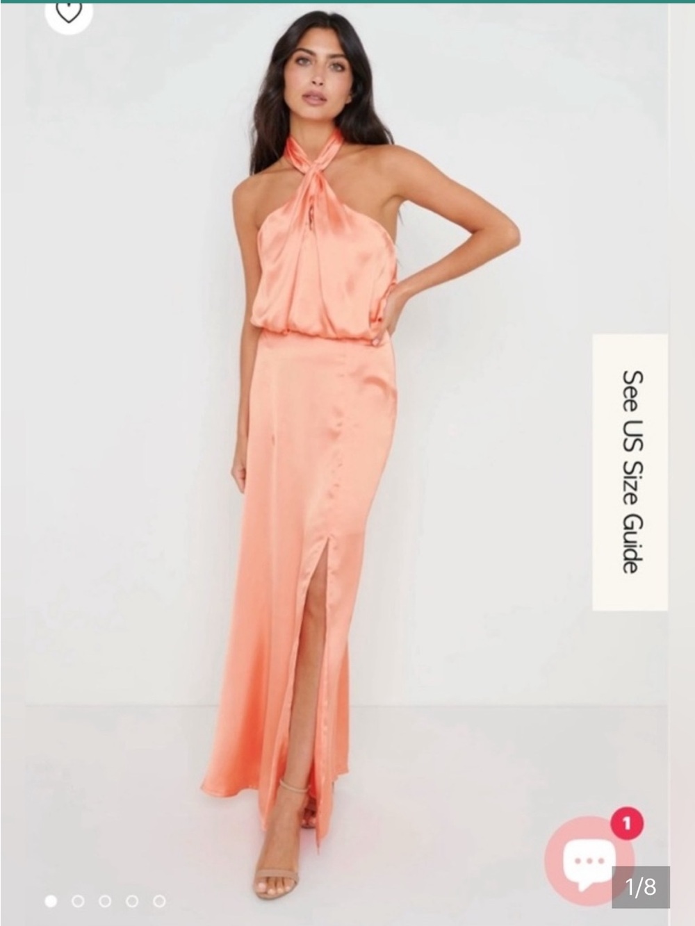 Pretty Lavish Twist Halter Satin Maxi Dress in Peach 8